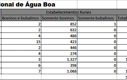 Indea informa total do rebanho comunicado pelos pecuaristas da região